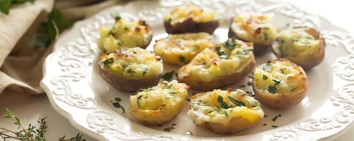 Herb and cheese twice baked little potatoes.