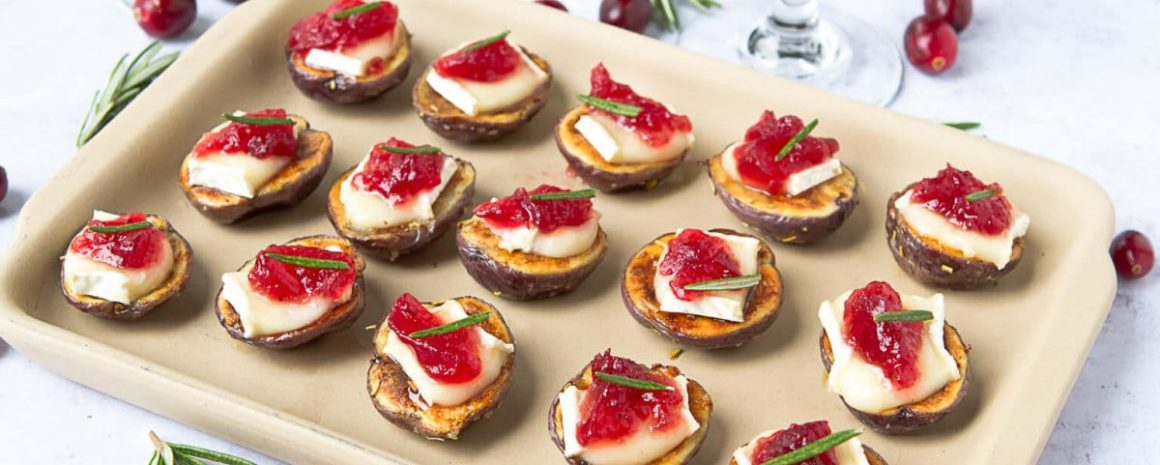 A plate of Brie and cranberry bites.