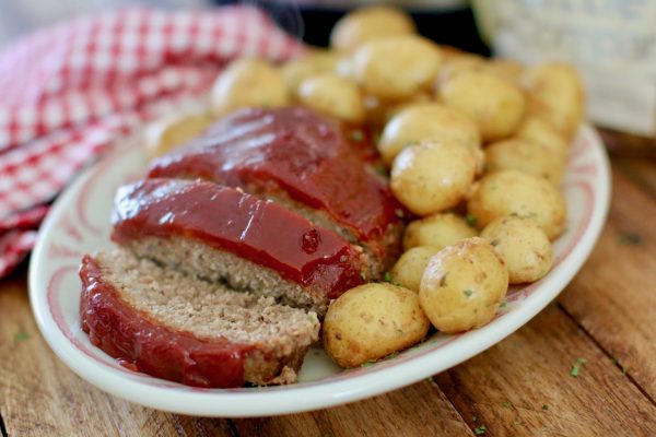 An Instant Pot Meatloaf with delicious Little Potatoes.
